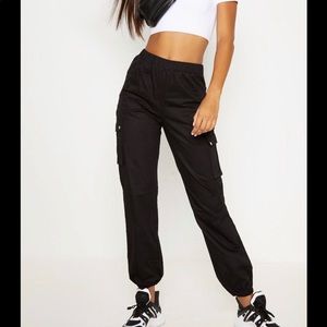 Black Pocket Detail Cargo Pants